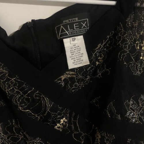 Alex E-V-E-N-I-N-G-S Women's Petite Maxi Formal Dress, Size 10P, Black/Gold - Picture 4 of 5