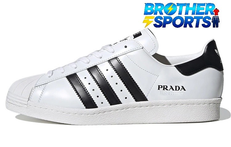 Size 9.5 - Prada x adidas Superstar White Black for sale online | eBay