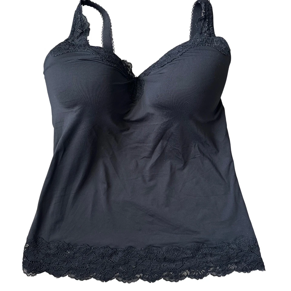 Sujetador Le Mystere Rouge Encaje Cami Top Incorporado Correas Ajustables Negro 36D Foto 2 de 4