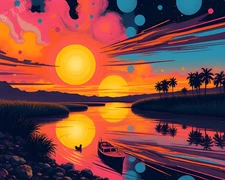 River Delta Abstract Pop Art 8X10 Print