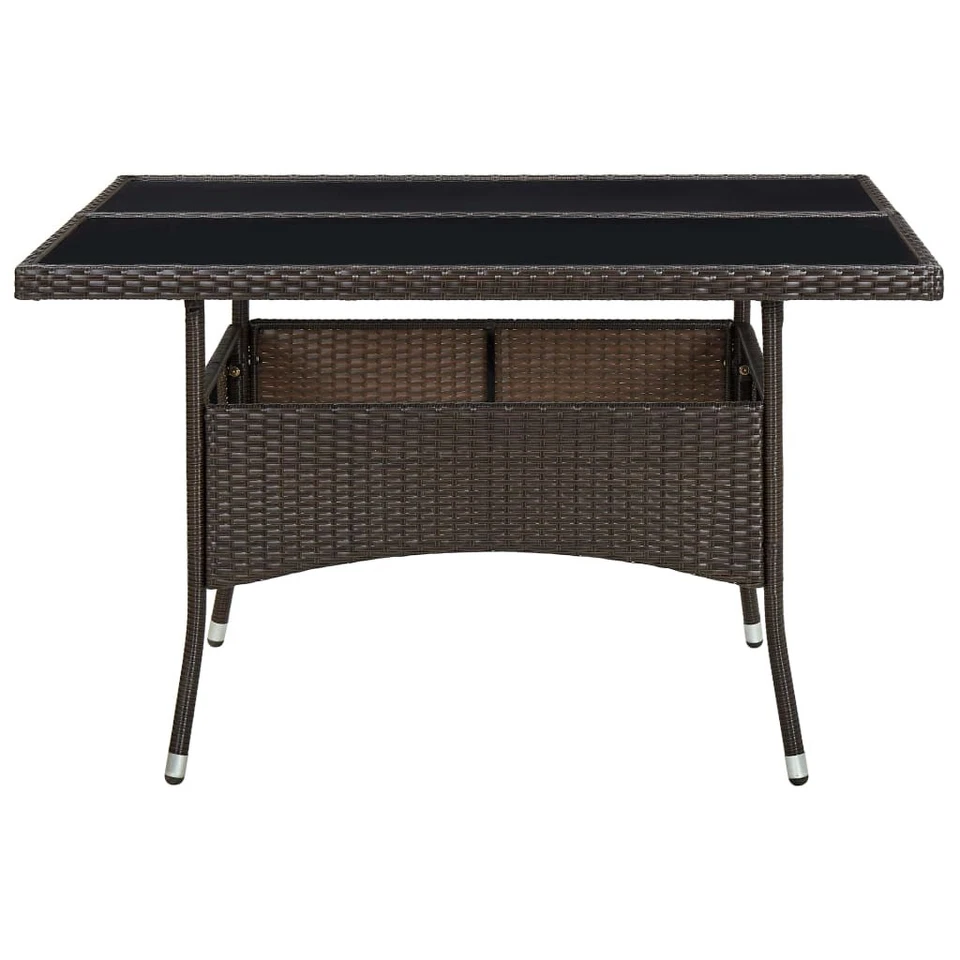 Dining Table 120x120x75 cm Brown PE Rattan Powder-Coated Steel Acacia Outdoor sq - Image 3 of 4