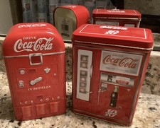 2 Vintage Coca Cola Tins: Vending Style Coin Bank  + Vending Style Case/box 2007