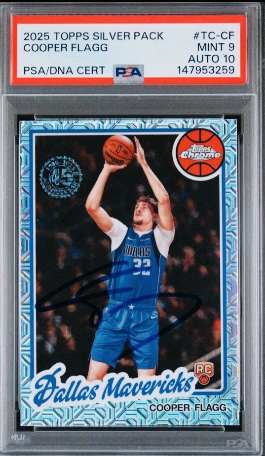 2025 TOPPS SILVER PACK COOPER FLAGG PSA 10 AUTO ROOKIE SIGNED RC