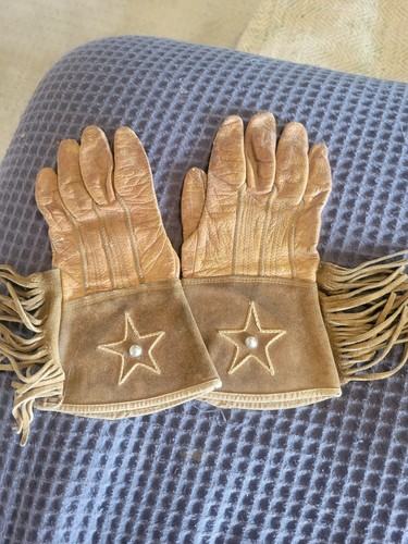 ANTIQUE LADIES LEATHER AND SUEDE MOTORCYCLE GLOVES 1920S 1930S Size SMALL