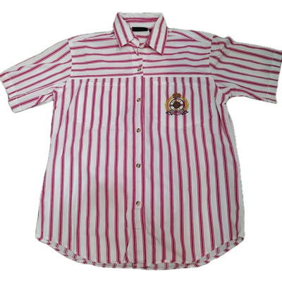 Vtg White Stag Y2K Button Up Shirt Sz Small Workwear Coastal Striped Embroidered