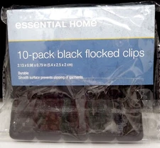 ESSENTIAL HOME Black Flocked Clips 10/pack (NEW)