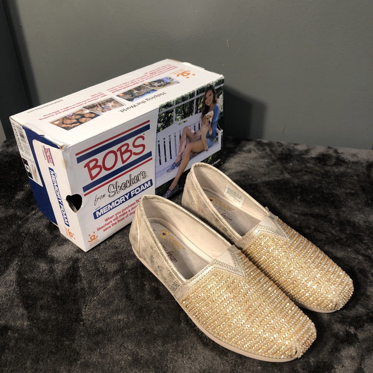 BOBS from Sketchers Slip On BIG DREAMER ROSE GOLD size VERY GOOD Memory  Foam
