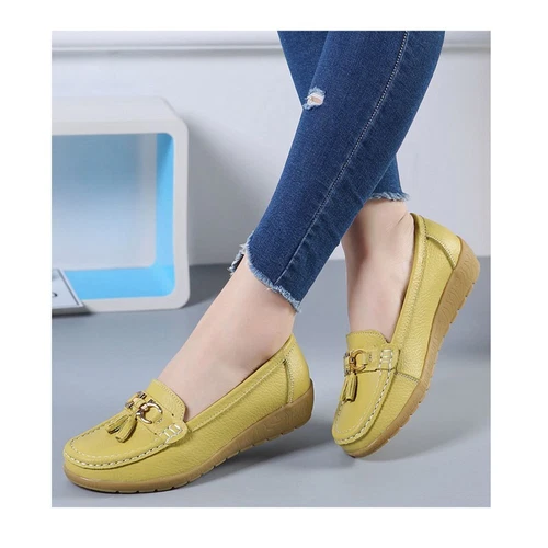 Fit Shoes Loafer Wide Slip On Womens Ladies Shoe Size Work Leather Memory Foam - Picture 36 of 37
