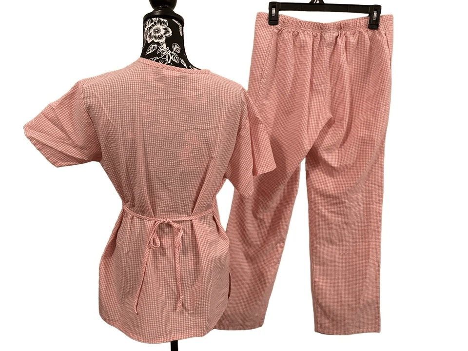Conjunto de Top Médico y Pantalones a Cuadros Rosa Rosa de Los Ángeles Uniforme Ropa de Trabajo Ocupado Foto 2 de 4