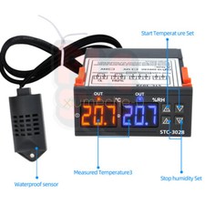 1X STC-3028 AC110-220V 10A Dual LED Temperature Humidity Controller Thermostat
