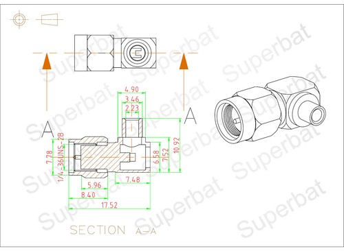20pcs SMA male plug right angle RF Coax connector for Semi-Rigid cable RG405 - Picture 4 of 4