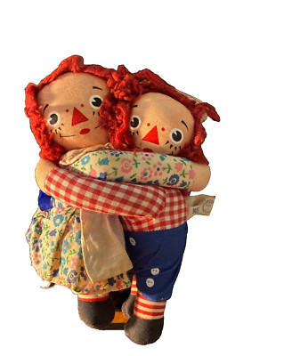 RAGGEDY ANN & ANDY VINTAGE  hugging cloth 8'' dolls