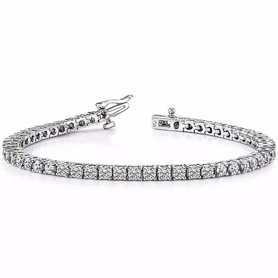 VALENTINO Bracciale Tennis Donna Regalo Capodanno 5 49CT Rotondo Laboratorio Diamante Coltivato Oro 14k