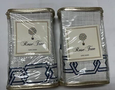 ROSE TREE Ardenelle Euro Pillow Sham Cover Cotton Embroidered Blue White Set New