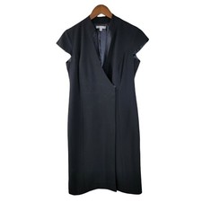 Vintage Power Suit Jacket Dress size 8 career Dark Academia Lined Sexy Wrap LBD