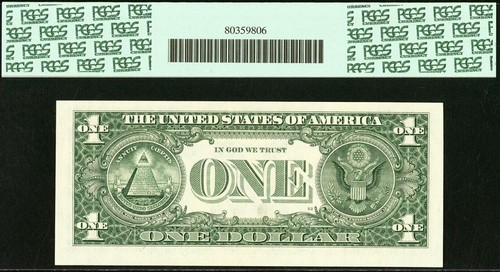 2001 $1 Federal Reserve Note PCGS 65PPQ Four Fancy Same Serial Number 30003333 - Picture 9 of 9