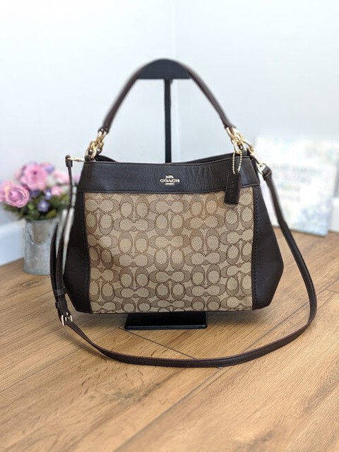 coach small lexy shoulder bag in signature jacquard