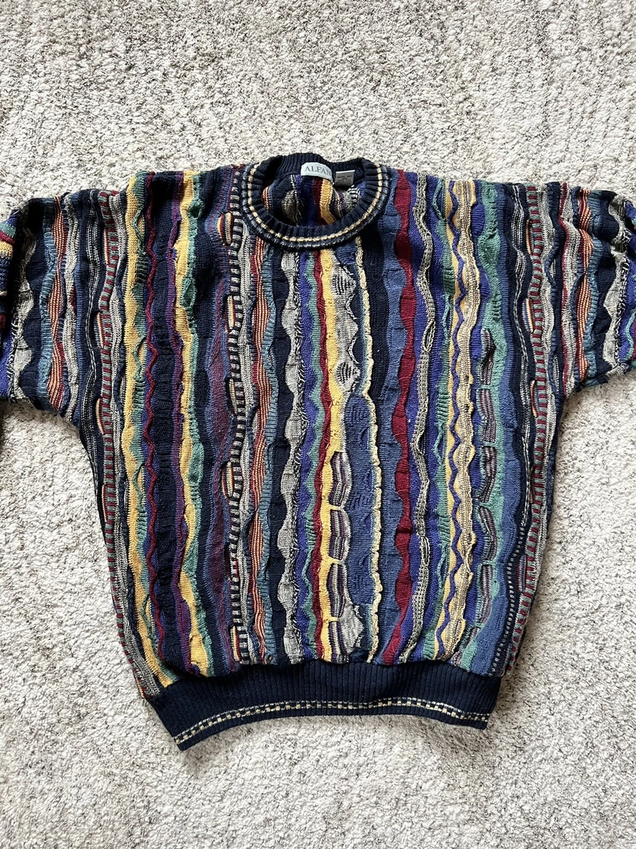 Vintage 90s Alfani Coogi Style Chunky 3D Textured Knit Cotton
