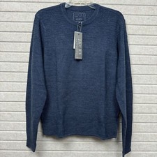 Men  s S Blue Knit Henley Sweater Long Sleeve Casual Pullover NWT JACHS