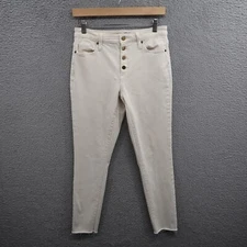 Universal Thread Pants Womens 4 Ivory High Rise Skinny Exposed Buttons 29x28