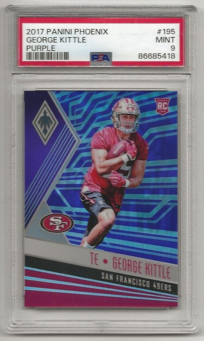 GEORGE KITTLE - TE - 2017 Panini Phoenix Purple  140/149  #195 Graded 9  (1744a)