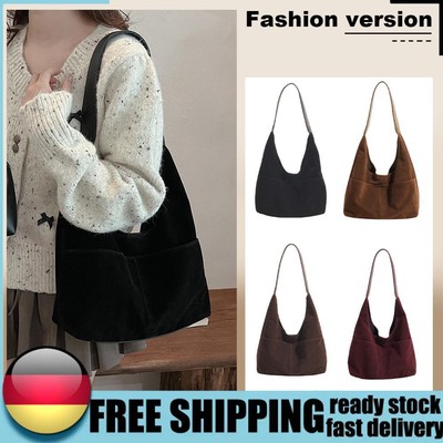 2 pcs Women Suede Shoulder Bag Magnetic Closure Large Tote Bag Retro Handbag