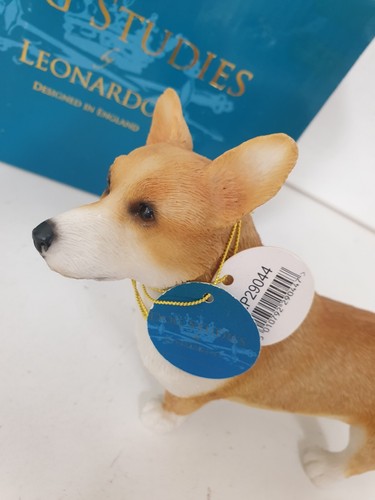 Dog Studies by Leonardo Corgi Figurine Ornament Tags & Box Vintage 2001 6" Long - Picture 3 of 20
