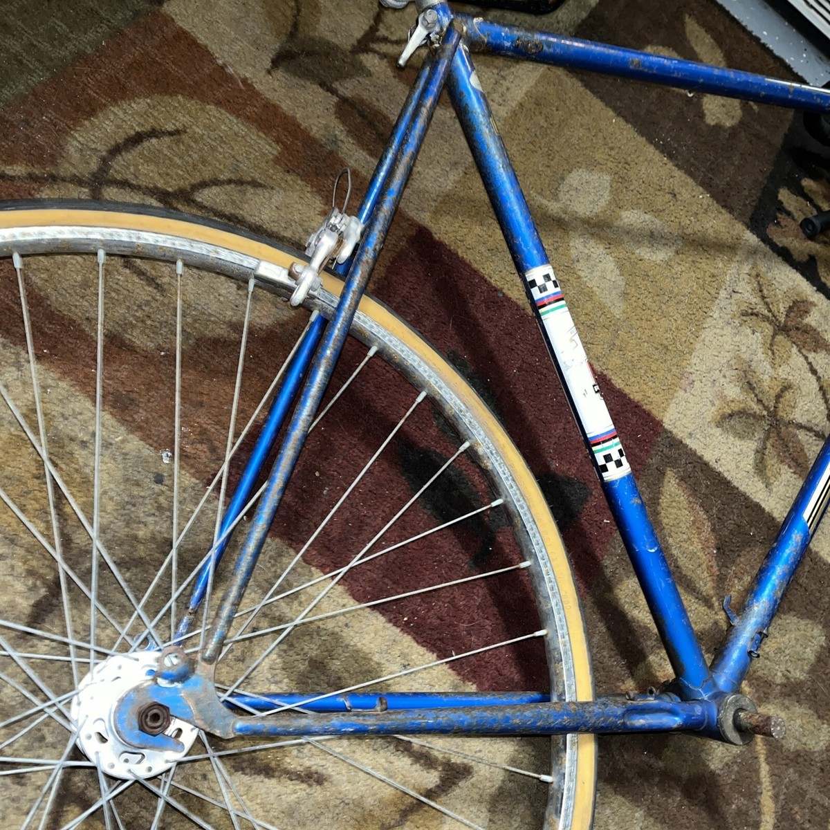 Vintage Peugeot Frame Set Aztec 63cm Record Du Monde Blue France