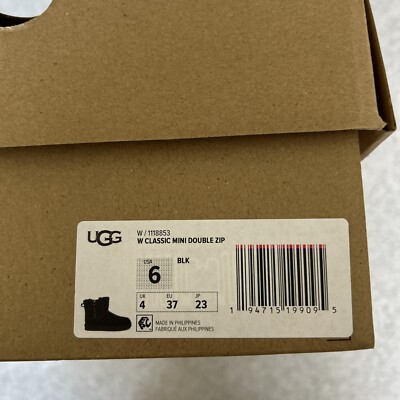 Women's 100% Authentic UGG Classic Mini Double Zip Black