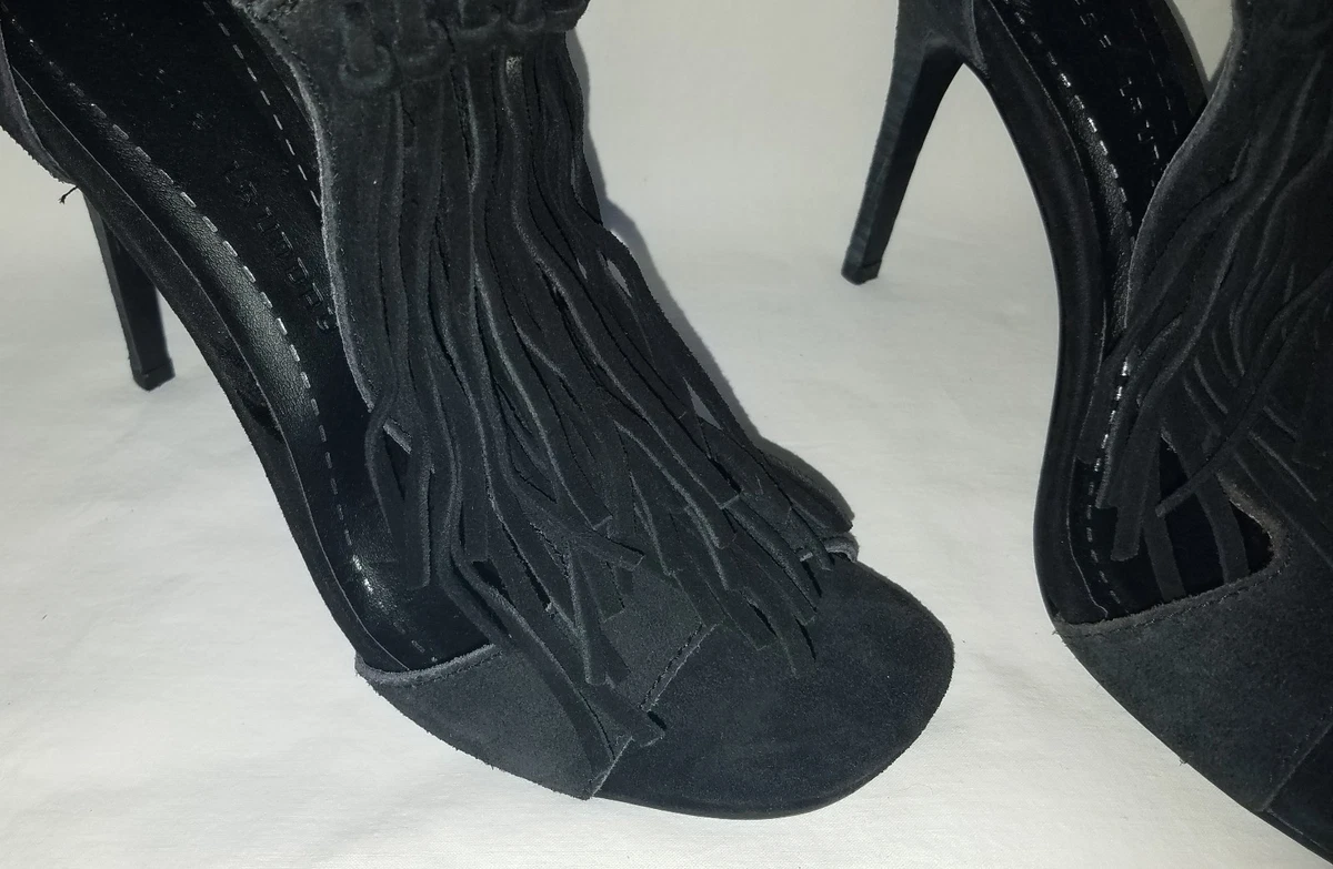 Womens chinese laundry black fringe high heels sz 9.5 eBay