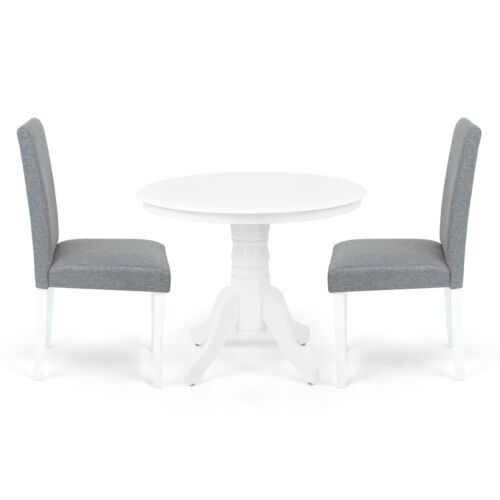 3 Piece Dining Table Set, 2 Solid Wood Falabella Chairs w Pedestal Round Table - Picture 10 of 29