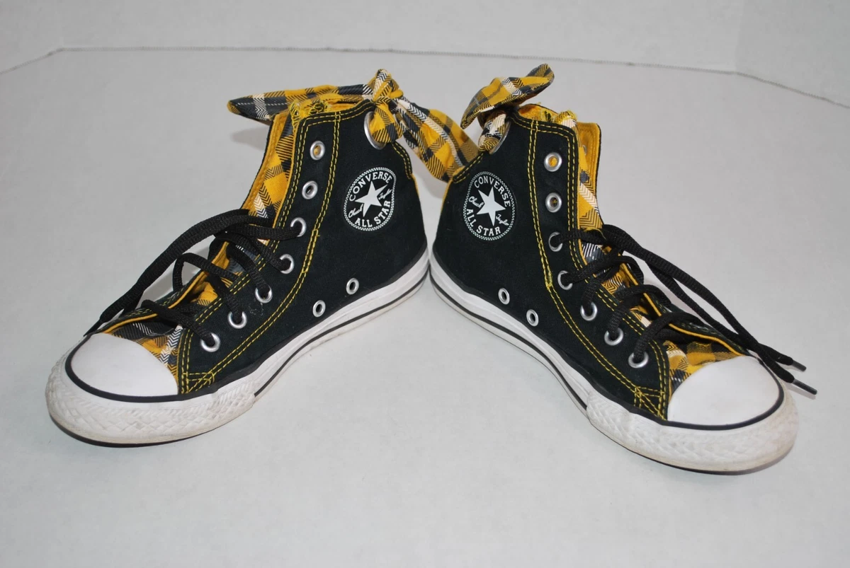 Converse All Stars Youth Sz 2 Black and Yellow w Bow eBay