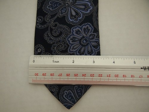 Ike Behar Mens Necktie Tie Navy Blue Purple Paisley Floral Thick 60" - Picture 4 of 4