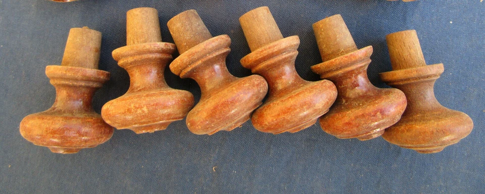 6 boutons bois ancien tiroirs commode meuble Louis Philippe Dia. 2,3-2,5 cm - Photo 4/4