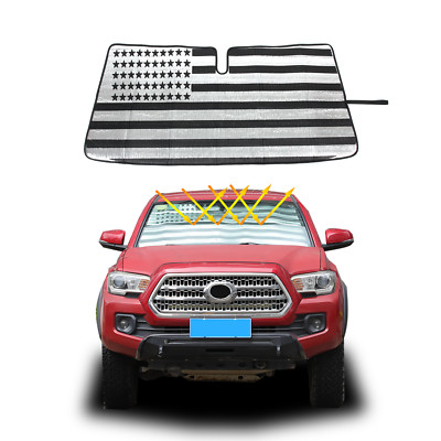 US Flag Windshield Sun Shade Visor UV Block Shield Cover For Toyota Tacoma 16-22