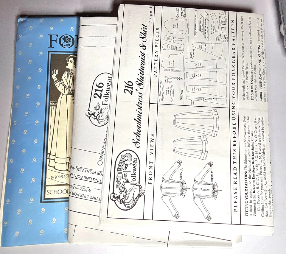 Camisa Folkwear Escolar Cintura/Falda Costura Patrón 216 1982 Sin Usar-F2 Foto 4 de 4