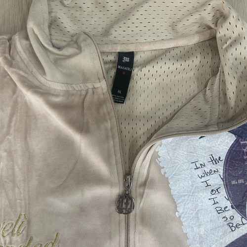 Rare Vintage 90’s Makaveli Branded Tupac Track Jacket Cream Cotton Polyester XL - Picture 7 of 9