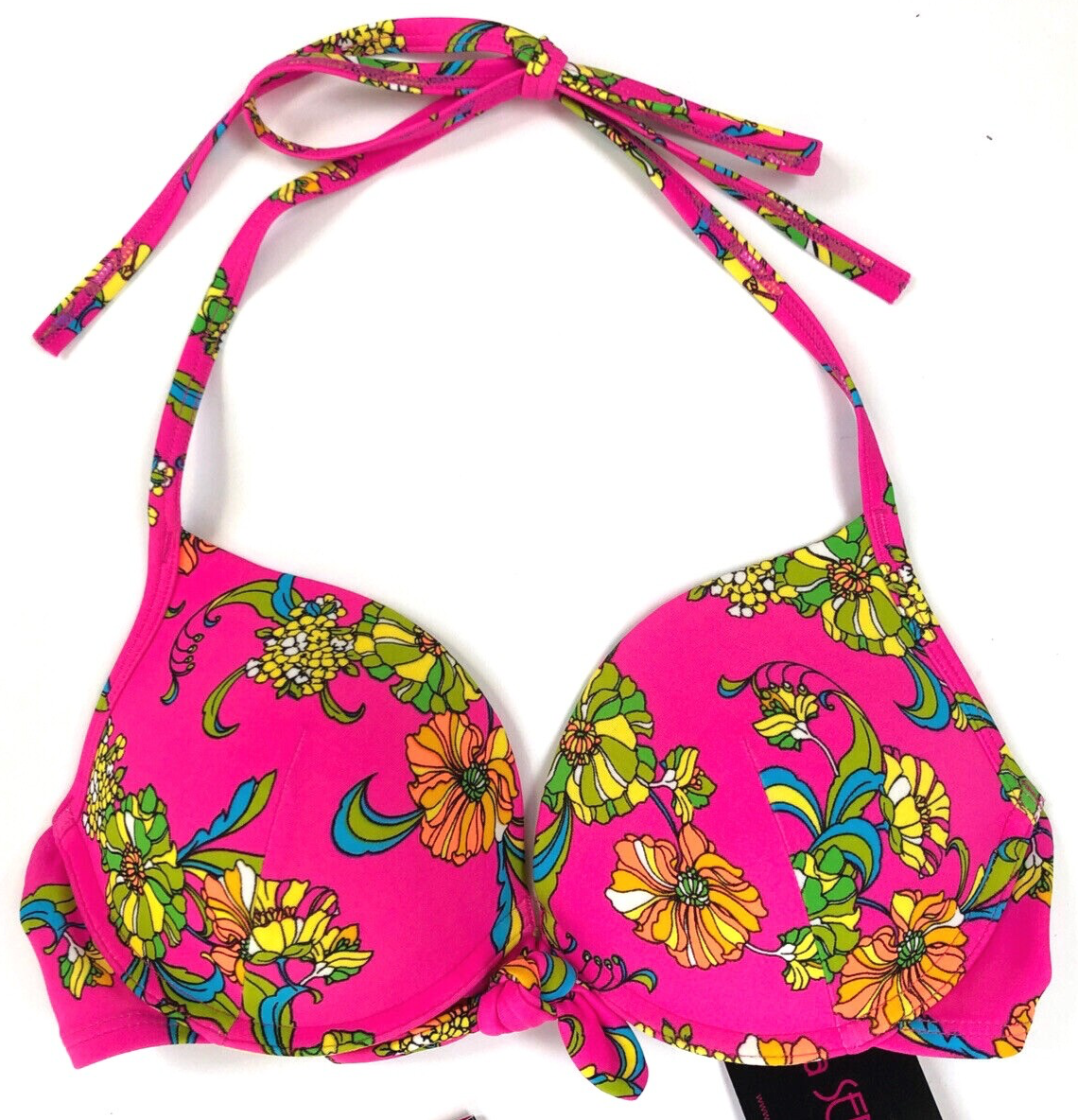 LA SENZA Underwired Push Up Halter Neck Bikini Top 30C PINK BNWT