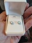 5mm Round Opal Earrings Round Halo Setting Filigree New In Box 74.99 MSRP — photo 6