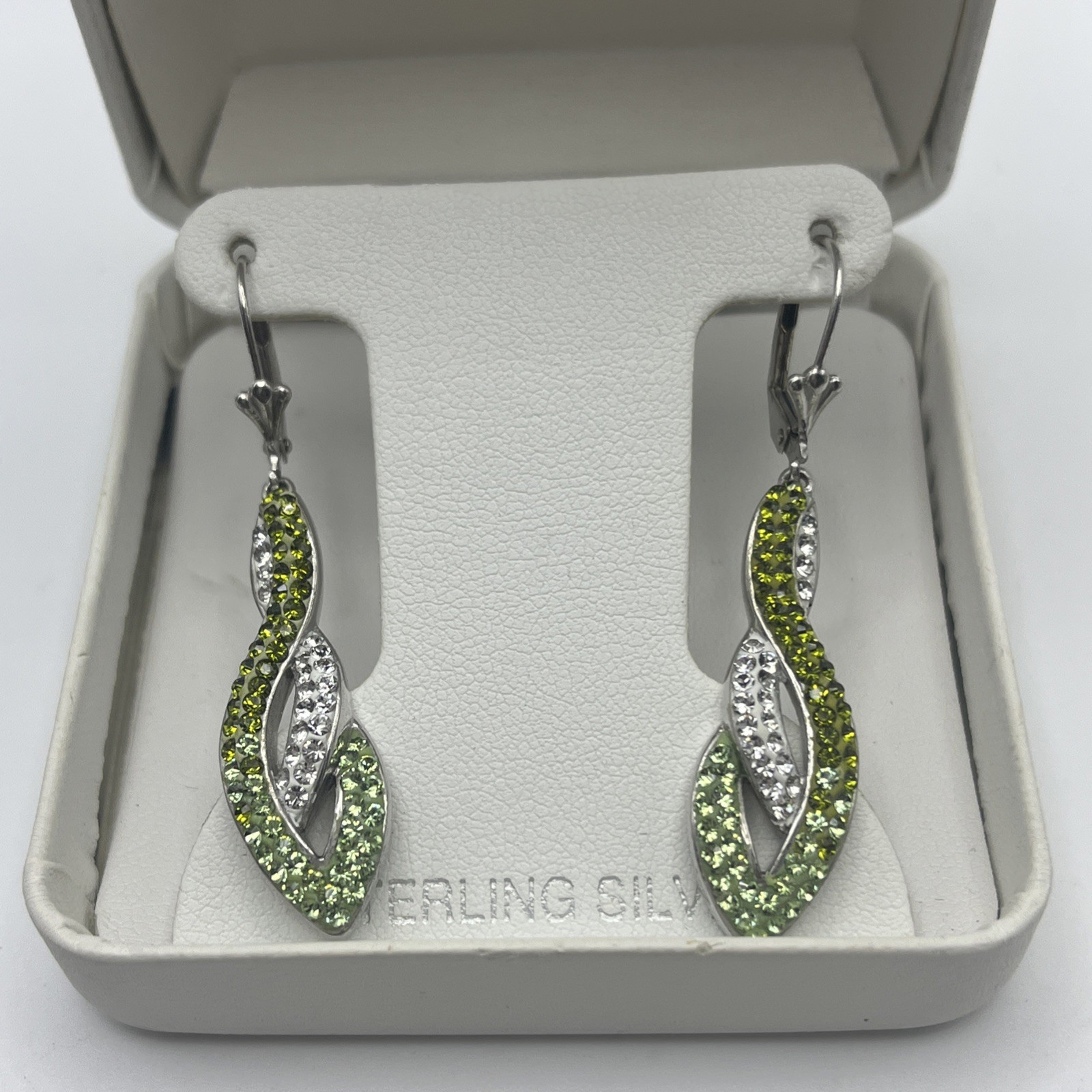 Sterling Silver Infinity Design Dangle Earrings W… - image 1