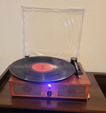 3-Speed Portable Vinyl Record Player Bluetooth Vintage Style