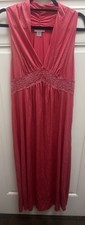 Vintage ShadowLine Pink Nightgown Lace Center V Neck Size Medium