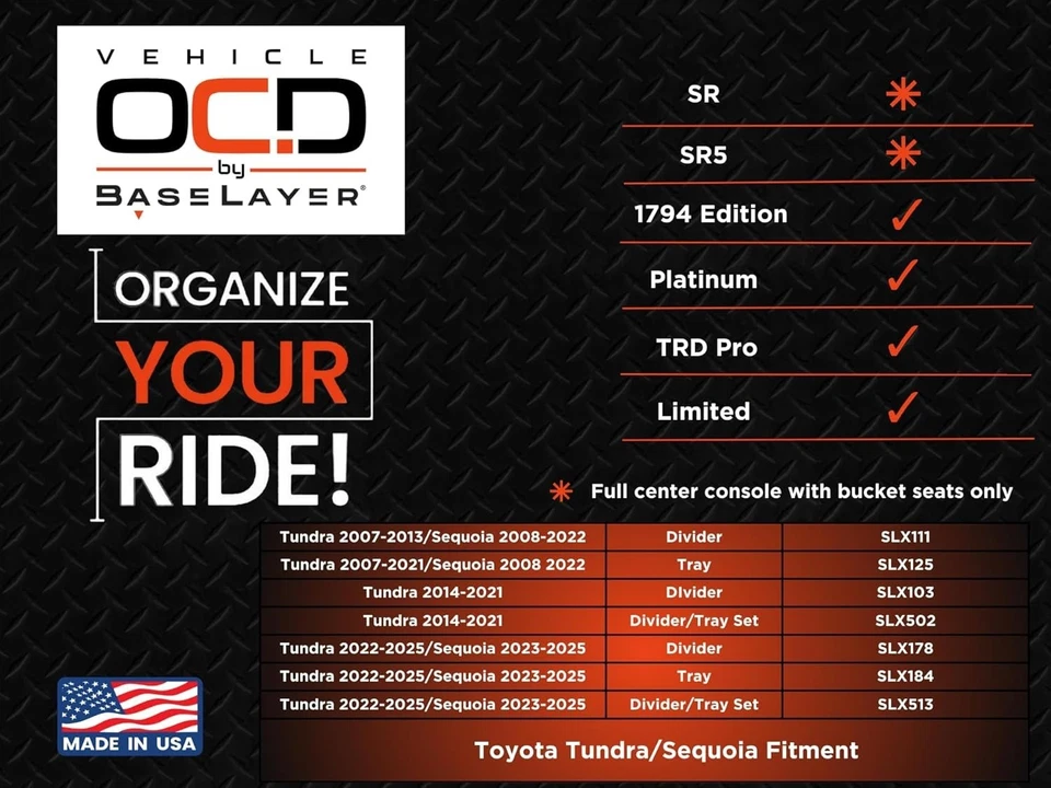中控台收纳托盘适用于丰田坦德拉 2007-21/Sequoia 2008-22 — 第 4/4 张图片