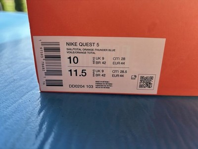 Size 10 - Nike Quest 5 Sail Total Orange