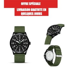 LN LENQIN Herren Uhr Militär Quarz Analog 30M wasserdicht Nylon Armbanduhr