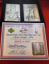 MICHAEL JORDAN #649 set 4 troy oz SILVER & BRONZE Mini Cards 1996 Highland Mint