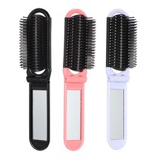 6 Pcs Folding Mini Hair Brushes Compact Portable Hair Brush With Mirror