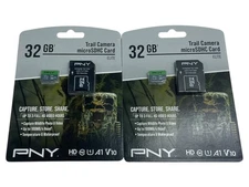 Lot 2x PNY 32GB Trail Camera MicroSDHC Card Elite With Adapter Set Of 2 HD