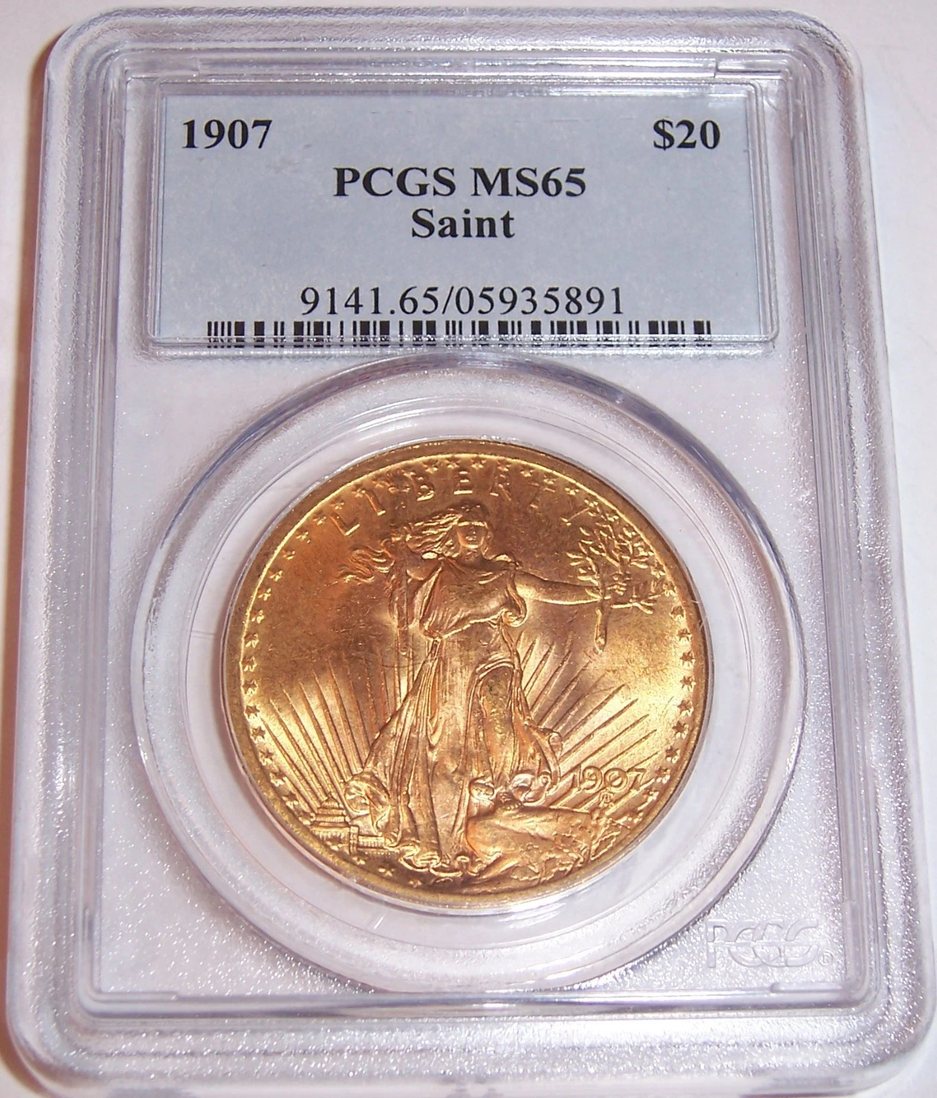 1907 $20 Philadelphia GEM St Gaudens Double Eagle PCGS MS65!!!