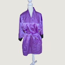 Fredericks of Hollywood Purple Satin Lace Trim Robe Medium